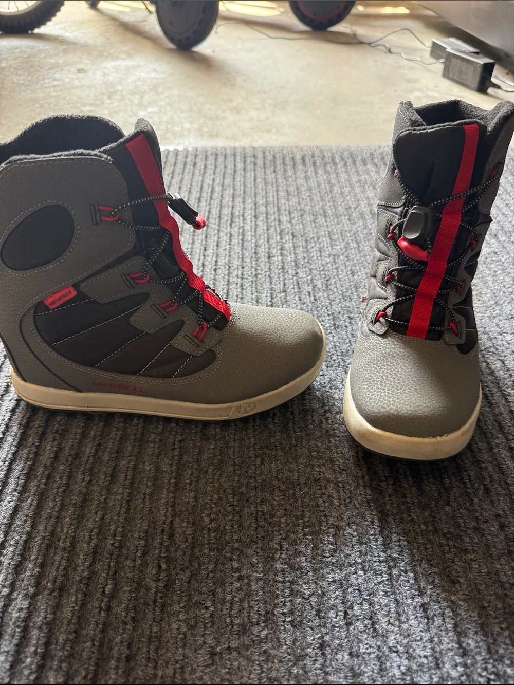 Kids Grey and Red Winter Boots